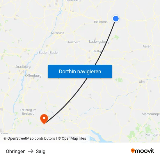Öhringen to Saig map
