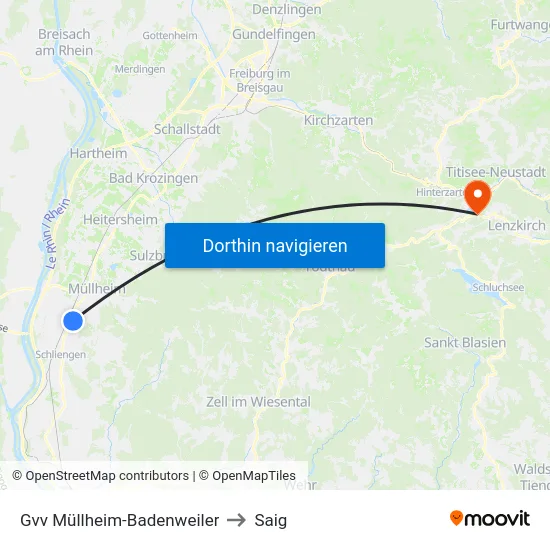 Gvv Müllheim-Badenweiler to Saig map