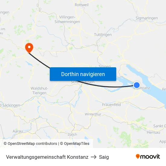 Verwaltungsgemeinschaft Konstanz to Saig map