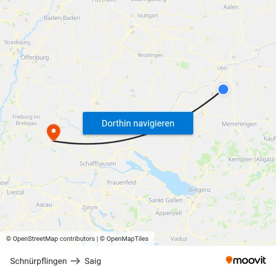 Schnürpflingen to Saig map