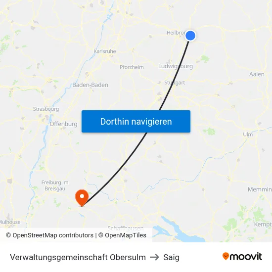 Verwaltungsgemeinschaft Obersulm to Saig map