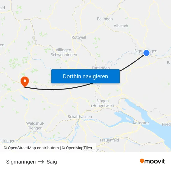 Sigmaringen to Saig map
