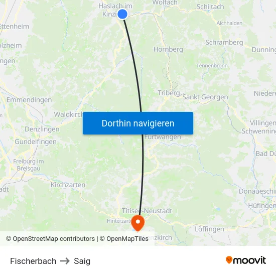 Fischerbach to Saig map