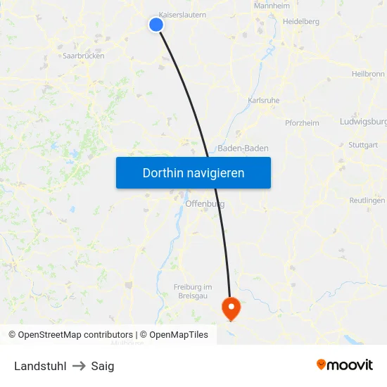 Landstuhl to Saig map