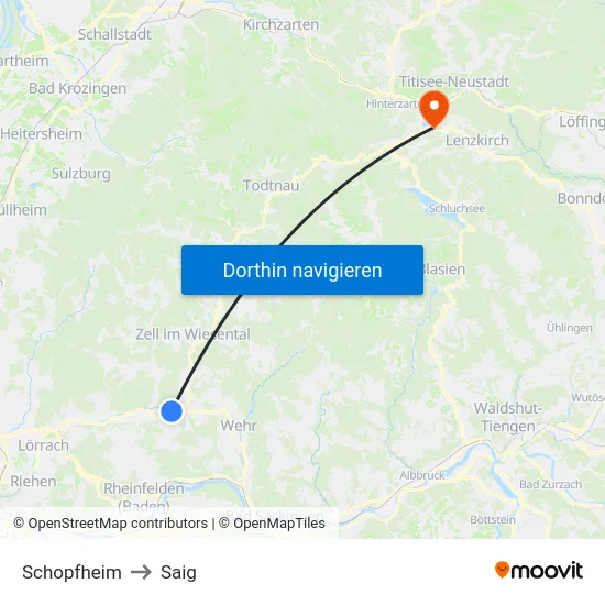 Schopfheim to Saig map