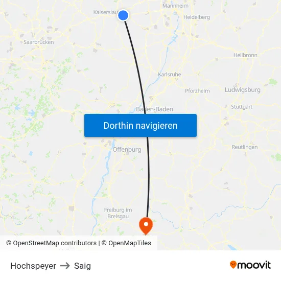 Hochspeyer to Saig map