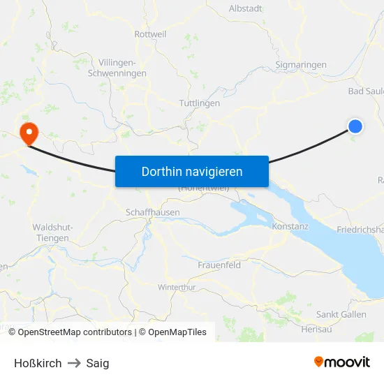 Hoßkirch to Saig map