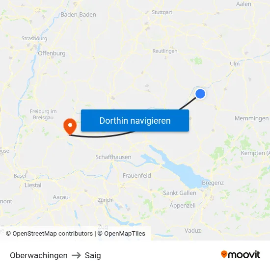 Oberwachingen to Saig map