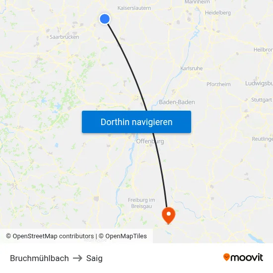 Bruchmühlbach to Saig map
