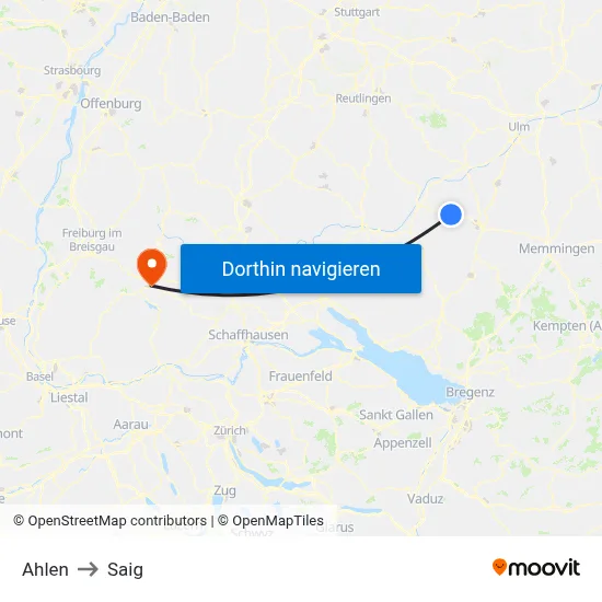 Ahlen to Saig map