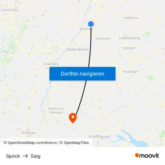 Spöck to Saig map