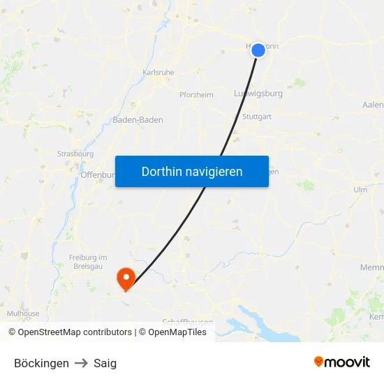 Böckingen to Saig map