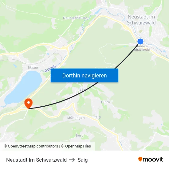 Neustadt Im Schwarzwald to Saig map