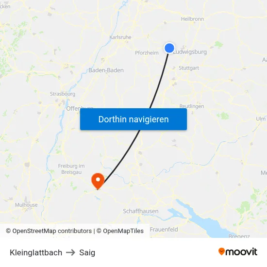 Kleinglattbach to Saig map