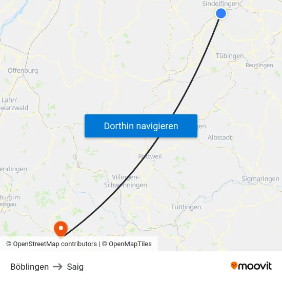 Böblingen to Saig map
