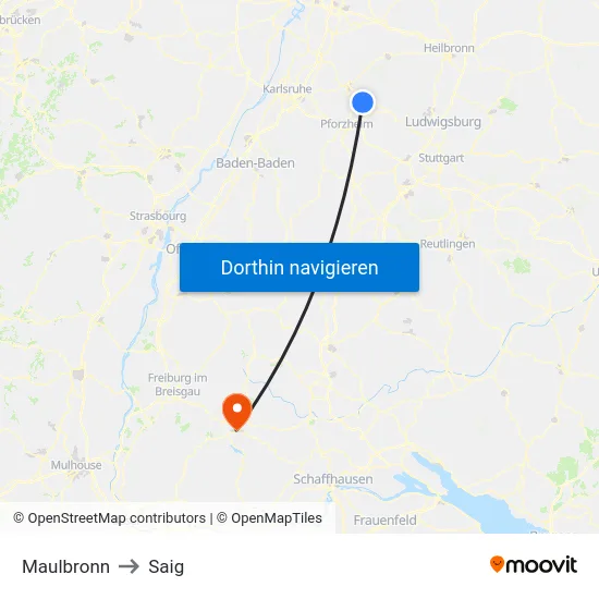 Maulbronn to Saig map