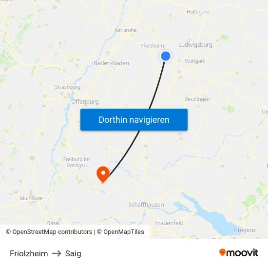 Friolzheim to Saig map