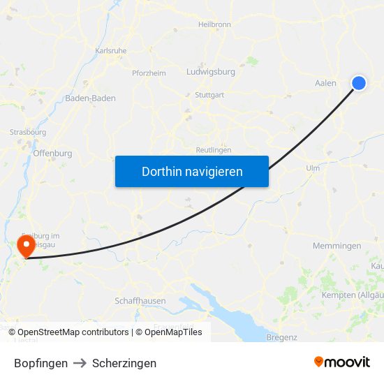 Bopfingen to Scherzingen map