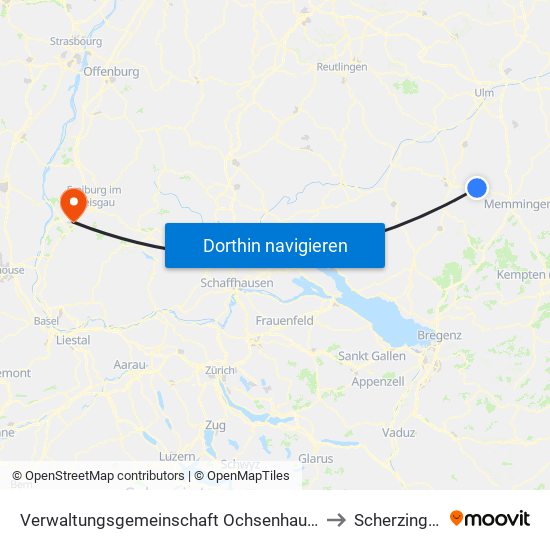 Verwaltungsgemeinschaft Ochsenhausen to Scherzingen map