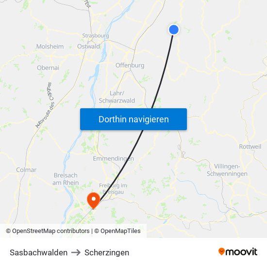 Sasbachwalden to Scherzingen map