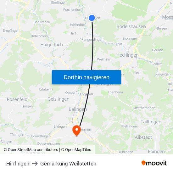 Hirrlingen to Gemarkung Weilstetten map