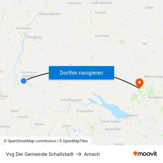 Vvg Der Gemeinde Schallstadt to Arnach map