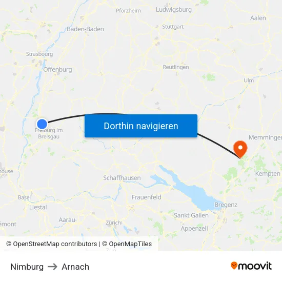 Nimburg to Arnach map