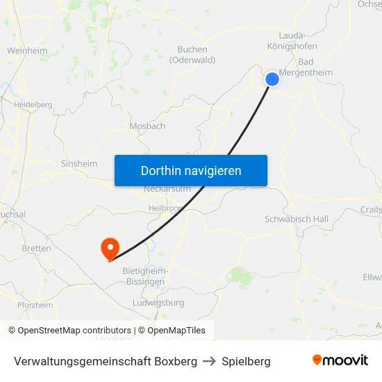 Verwaltungsgemeinschaft Boxberg to Spielberg map
