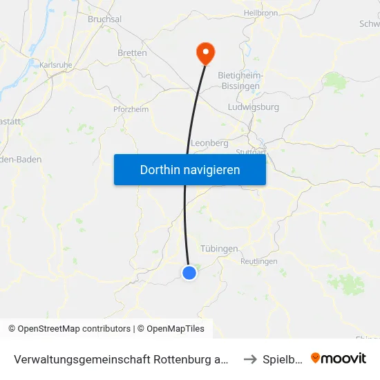 Verwaltungsgemeinschaft Rottenburg am Neckar to Spielberg map