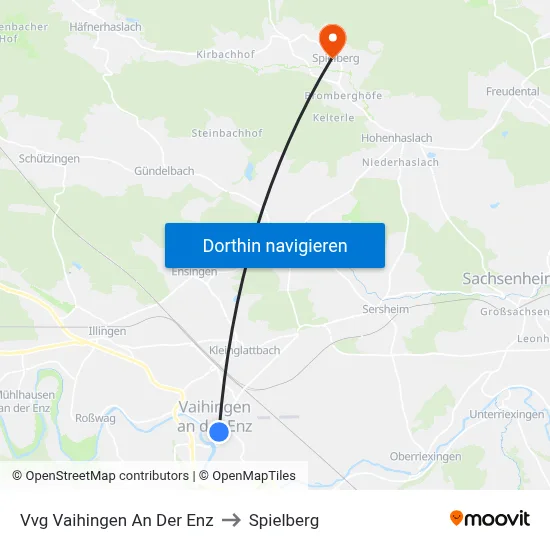 Vvg Vaihingen An Der Enz to Spielberg map