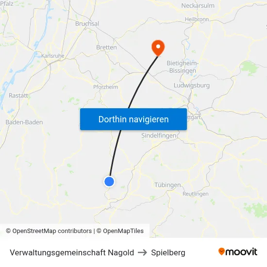 Verwaltungsgemeinschaft Nagold to Spielberg map