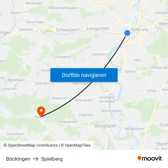 Böckingen to Spielberg map