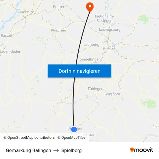 Gemarkung Balingen to Spielberg map