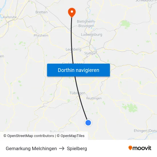 Gemarkung Melchingen to Spielberg map