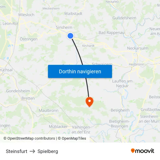 Steinsfurt to Spielberg map