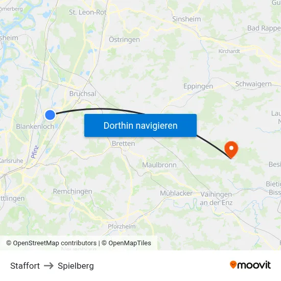 Staffort to Spielberg map