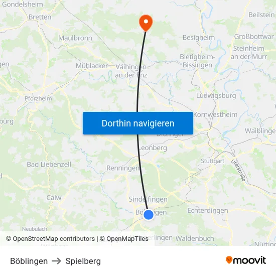 Böblingen to Spielberg map