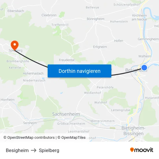 Besigheim to Spielberg map