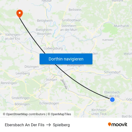 Ebersbach An Der Fils to Spielberg map