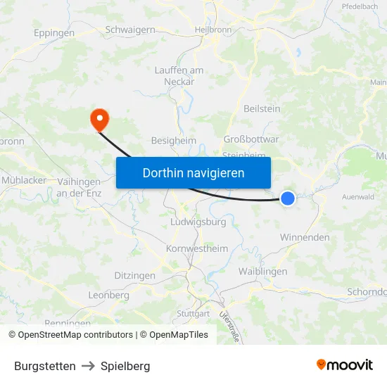 Burgstetten to Spielberg map