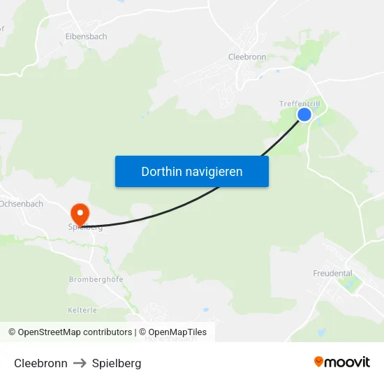 Cleebronn to Spielberg map