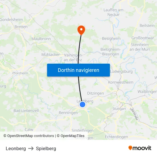 Leonberg to Spielberg map