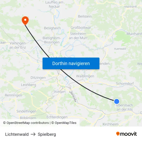 Lichtenwald to Spielberg map