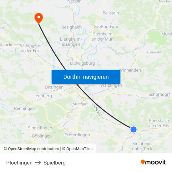 Plochingen to Spielberg map