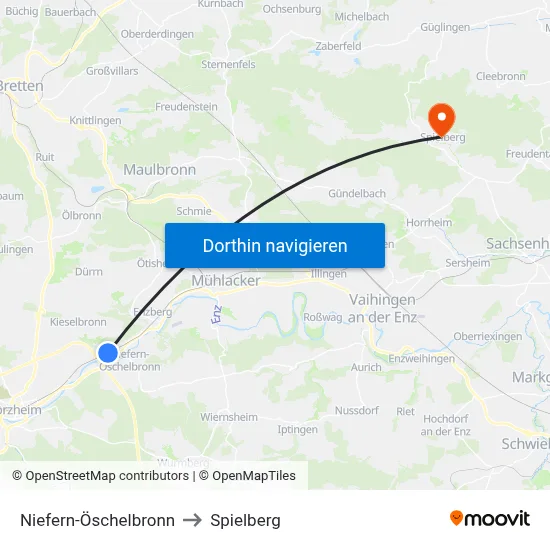 Niefern-Öschelbronn to Spielberg map