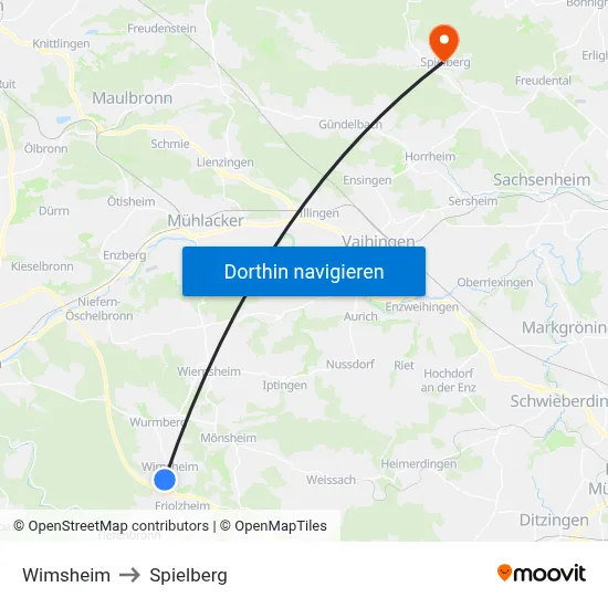 Wimsheim to Spielberg map