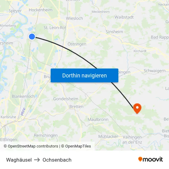 Waghäusel to Ochsenbach map