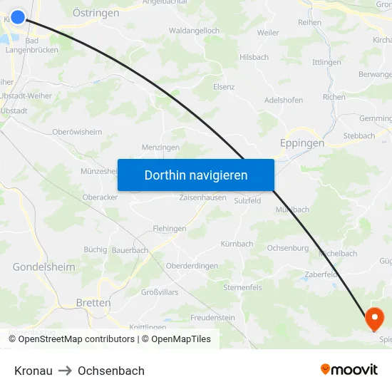 Kronau to Ochsenbach map