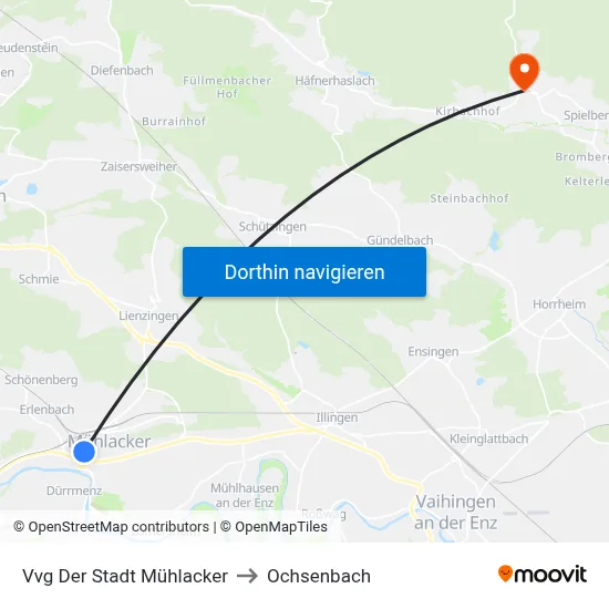 Vvg Der Stadt Mühlacker to Ochsenbach map
