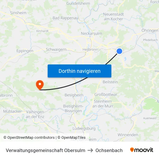 Verwaltungsgemeinschaft Obersulm to Ochsenbach map